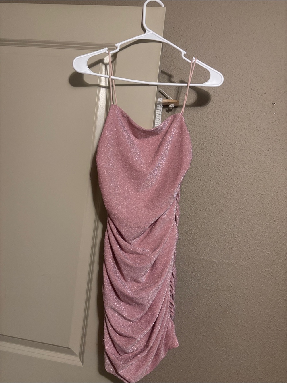 Windsor Shimmery Pink Cowl Ruched Slip Dress